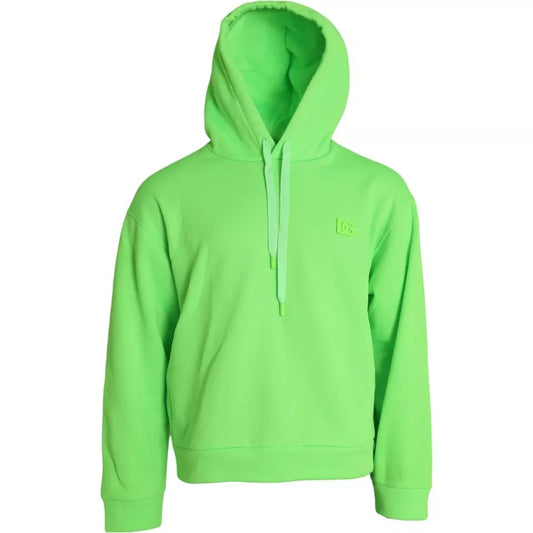 Dolce & Gabbana Neon Green Logo Pullover Hooded Sweatshirt Sweater IT46 / S