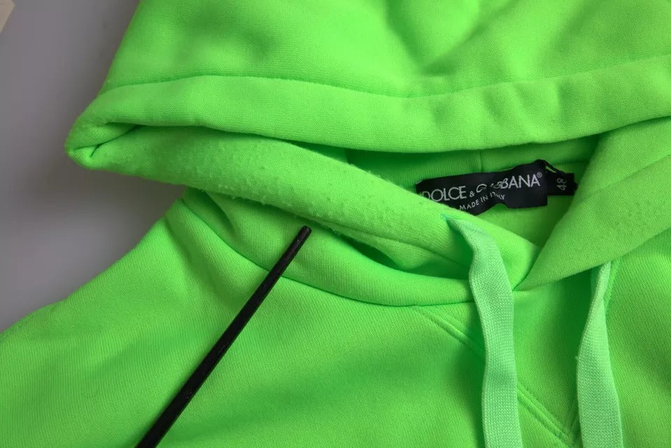 Dolce & Gabbana Neon Green Logo Pullover Hooded Sweatshirt Sweater IT46 / S