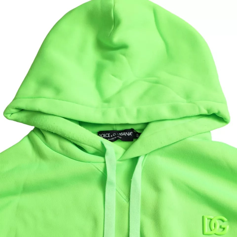 Dolce & Gabbana Neon Green Logo Pullover Hooded Sweatshirt Sweater IT46 / S