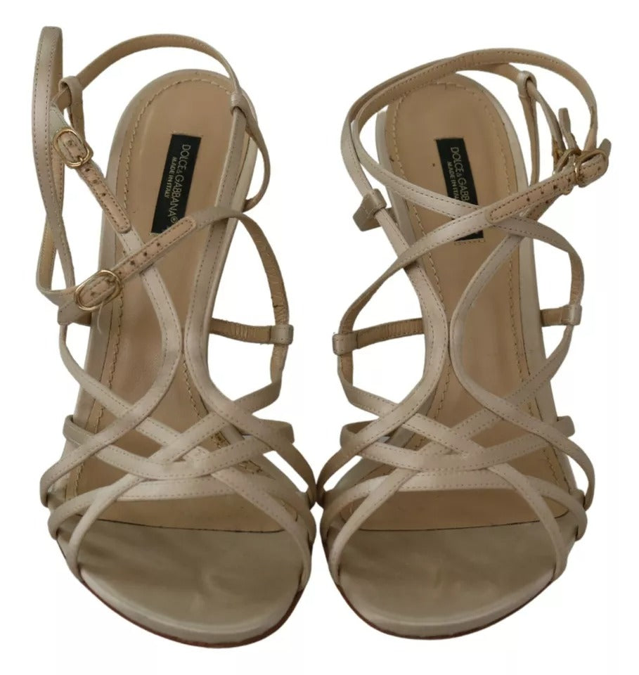 Dolce & Gabbana Gold Silk Ankle Strap Heels Sandals Shoes EU37 / US6.5