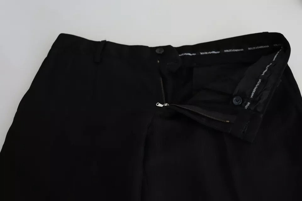 Dolce & Gabbana Black Cotton Stretch Dress Formal Pants IT48 / M