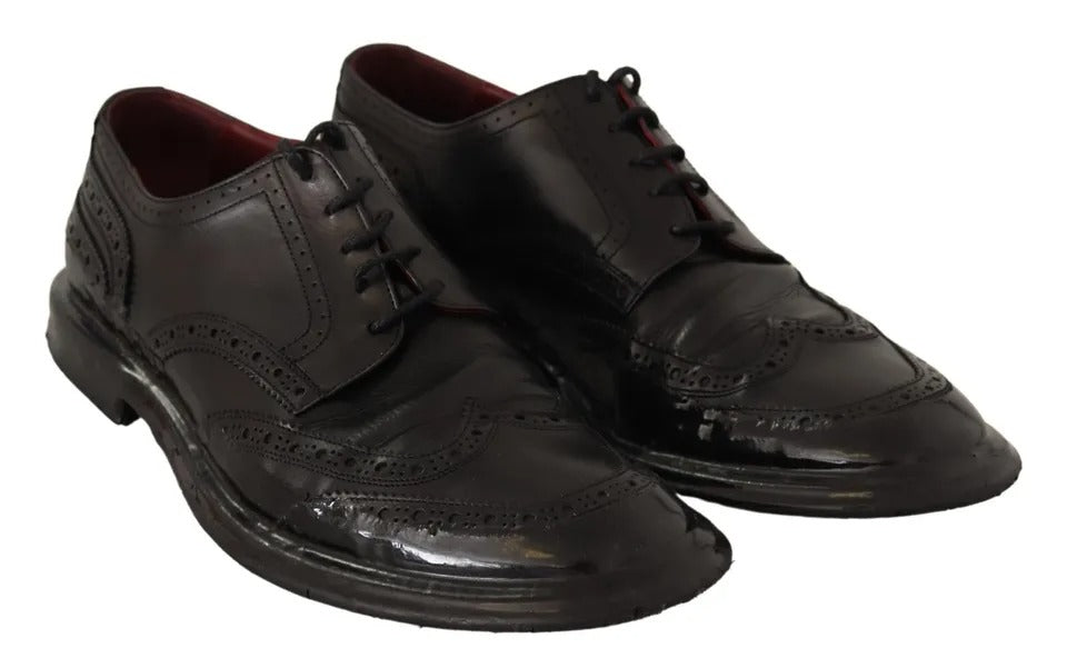 Dolce & Gabbana Black Leather Brogue Oxford Dress Shoes EU42.5 / US9.5