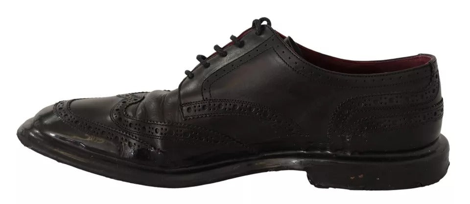 Dolce & Gabbana Black Leather Brogue Oxford Dress Shoes EU42.5 / US9.5