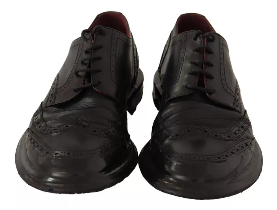 Dolce & Gabbana Black Leather Brogue Oxford Dress Shoes EU42.5 / US9.5