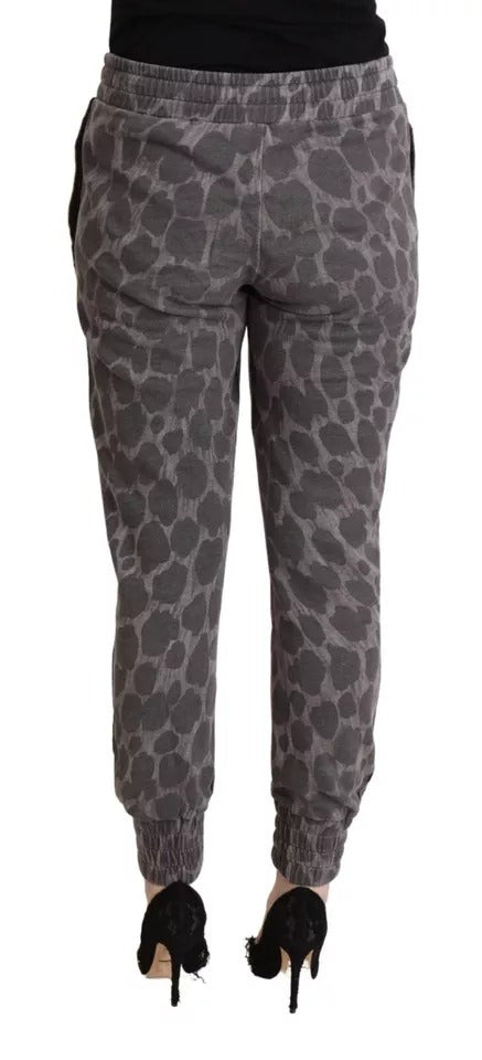 Dolce & Gabbana Gray Leopard Print Sweatpants Jogger Pants IT44 | L