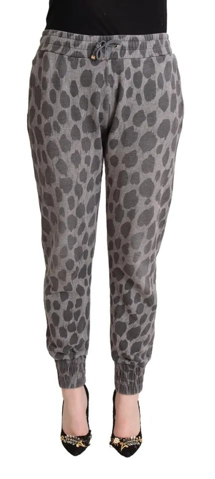 Dolce & Gabbana Gray Leopard Print Sweatpants Jogger Pants IT44 | L