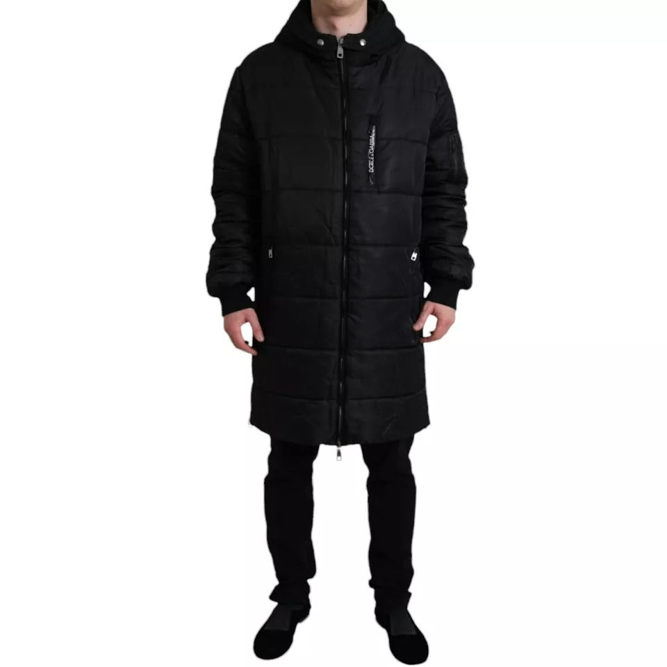 Dolce & Gabbana Black Nylon Hooded Parka Coat Winter Jacket IT56 / XL