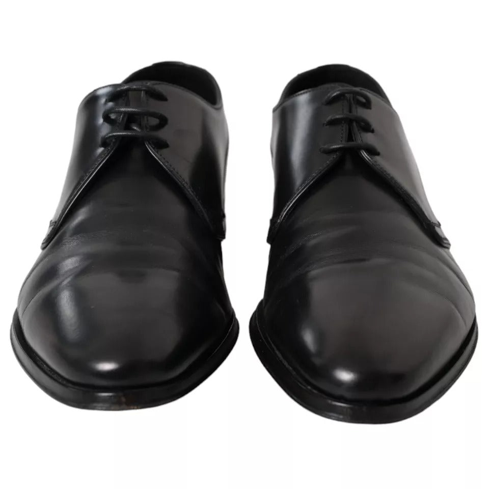 Dolce & Gabbana Black Leather Derby Formal Dress Men Shoes EU41 / US8