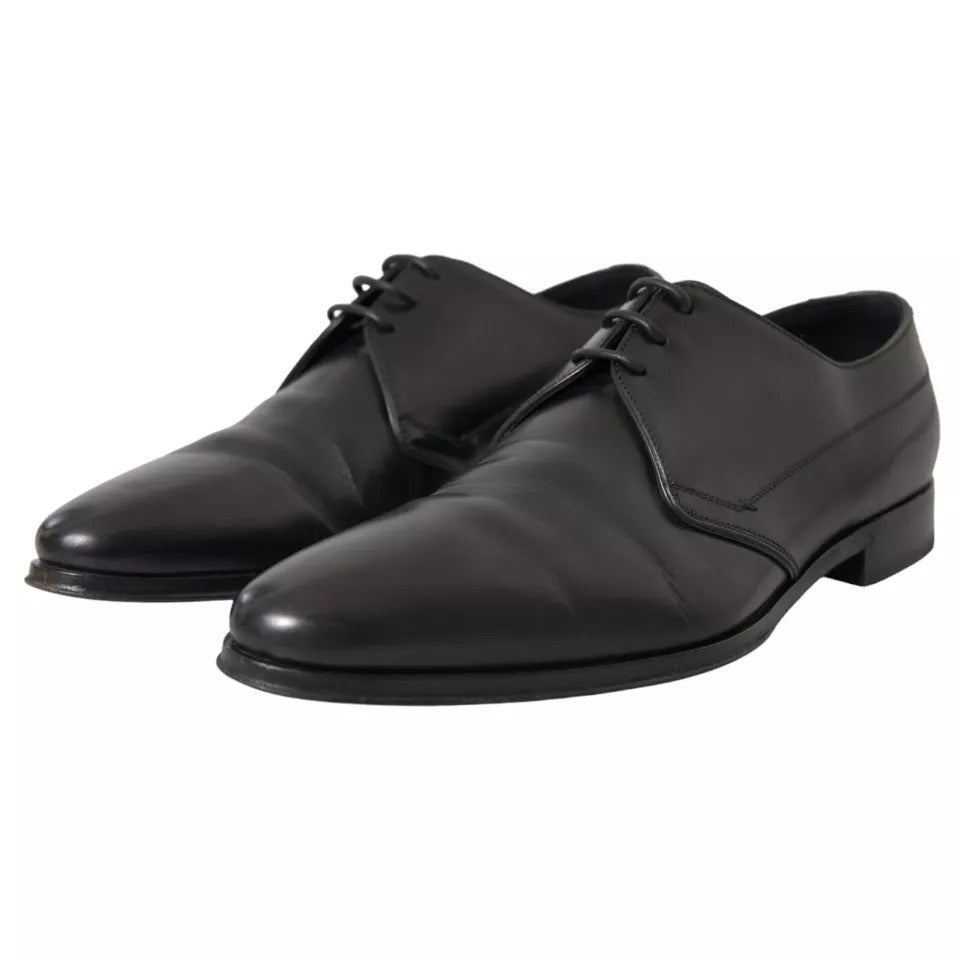 Dolce & Gabbana Black Leather Derby Formal Dress Men Shoes EU41 / US8