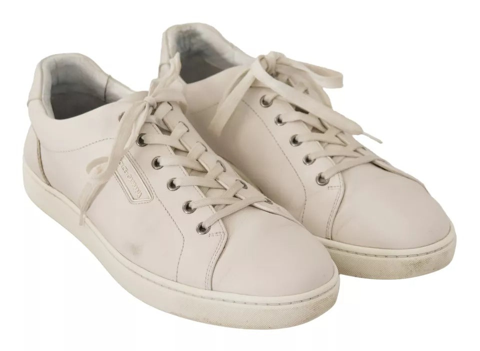 Dolce & Gabbana White Casual Leather Logo Men Sneakers Shoes EU44.5 / US11.5