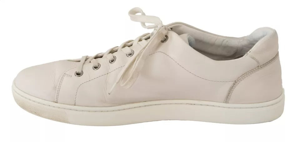 Dolce & Gabbana White Casual Leather Logo Men Sneakers Shoes EU44.5 / US11.5