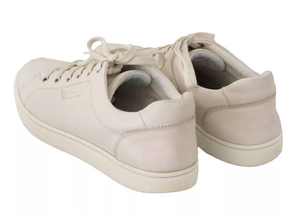 Dolce & Gabbana White Casual Leather Logo Men Sneakers Shoes EU44.5 / US11.5