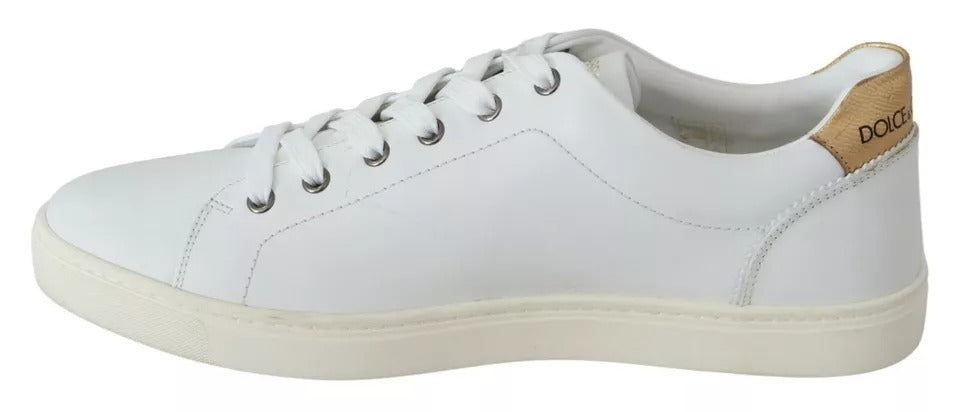 Dolce & Gabbana White Leather Heart Low Top Sneakers Men Shoes EU42.5 / US9.5