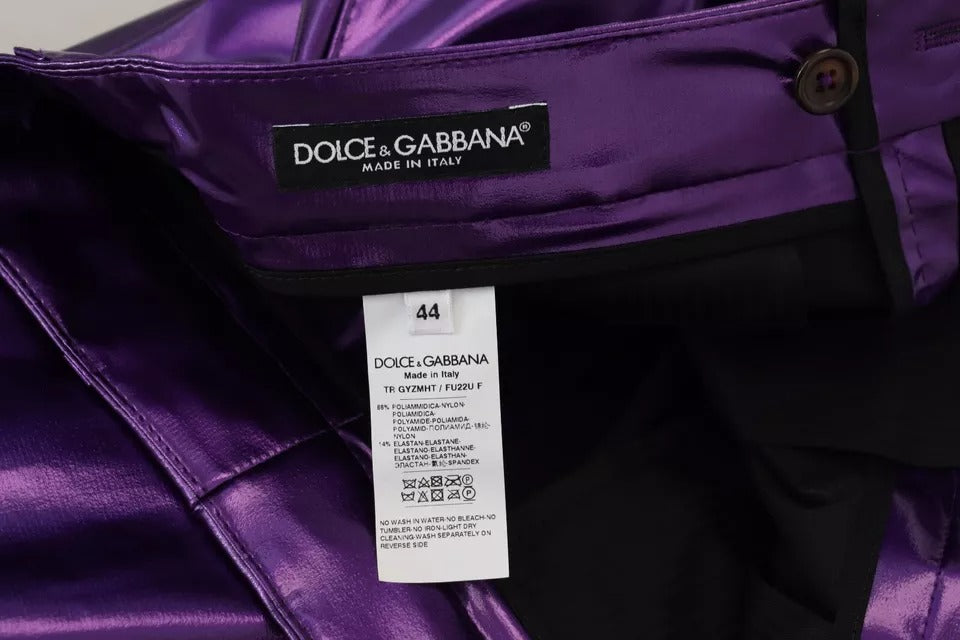 Dolce & Gabbana Purple Shining Men Casual Pants IT44 / XS