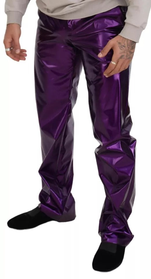 Dolce & Gabbana Purple Shining Men Casual Pants IT44 / XS