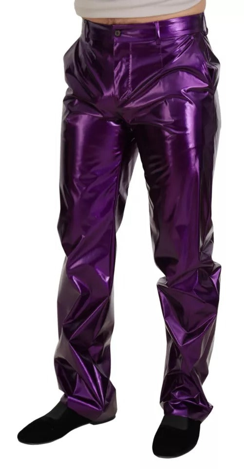 Dolce & Gabbana Purple Shining Men Casual Pants IT44 / XS