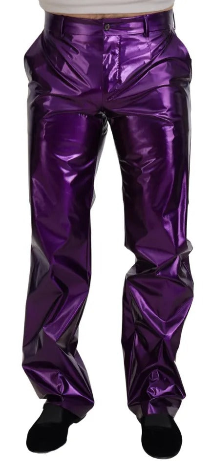 Dolce & Gabbana Purple Shining Men Casual Pants IT44 / XS