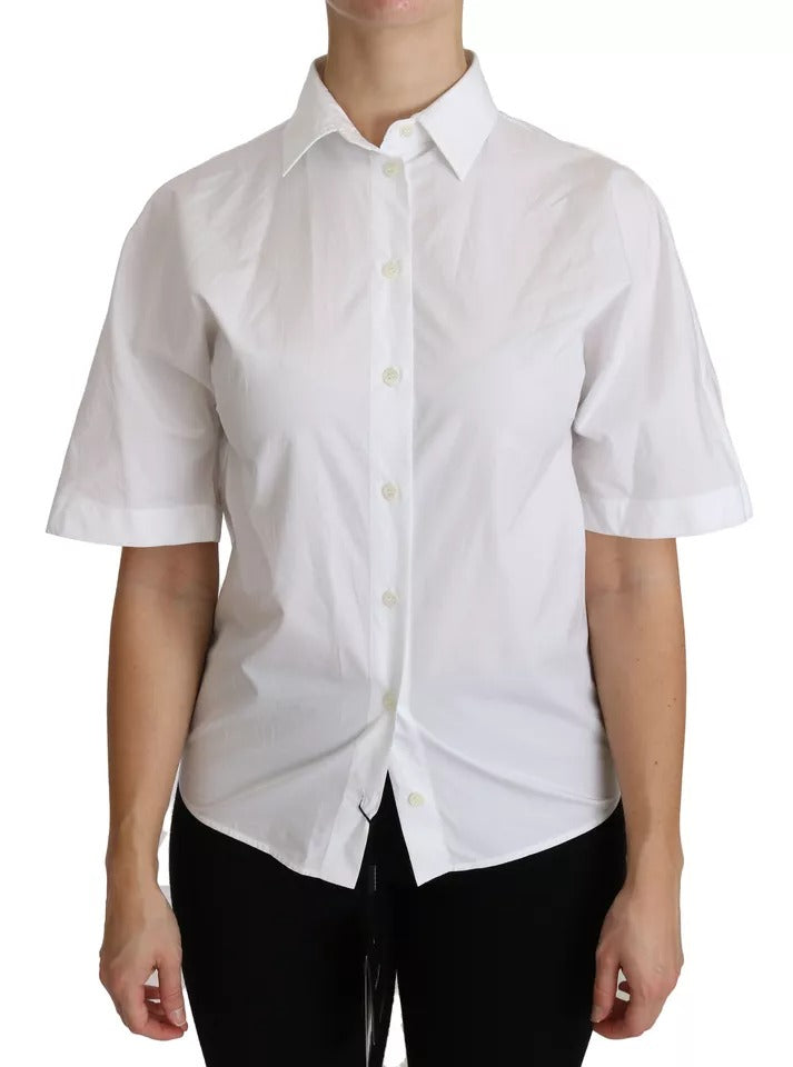 Dolce & Gabbana White Collared Short Sleeve Polo Shirt Top IT36 / XS