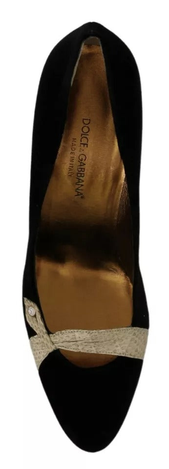 Dolce & Gabbana Black Velvet Ayers High Heels Pumps Shoes EU39 / US8.5