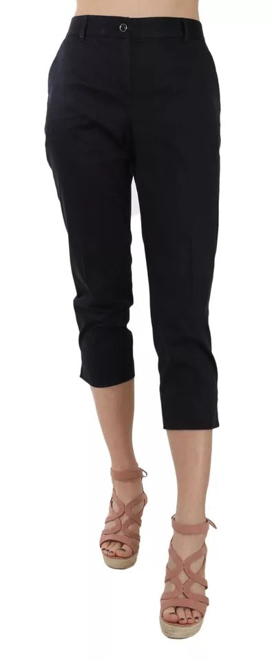 Dolce & Gabbana Black Cotton Cropped Capri Pants IT44 / L