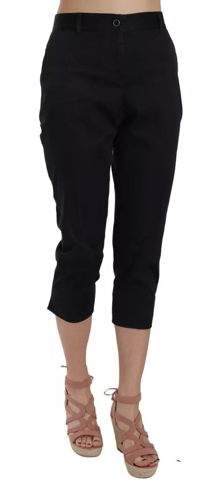 Dolce & Gabbana Black Cotton Cropped Capri Pants IT44 / L