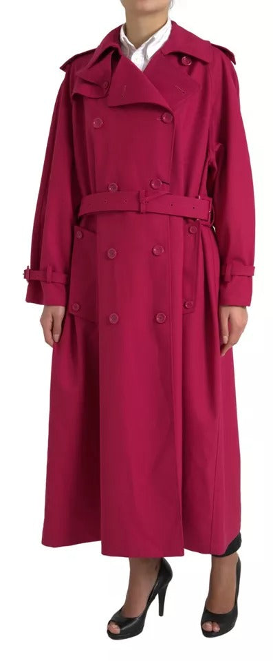 Dolce & Gabbana Dark Pink Double Breasted Trench Coat Jacket IT40 / S