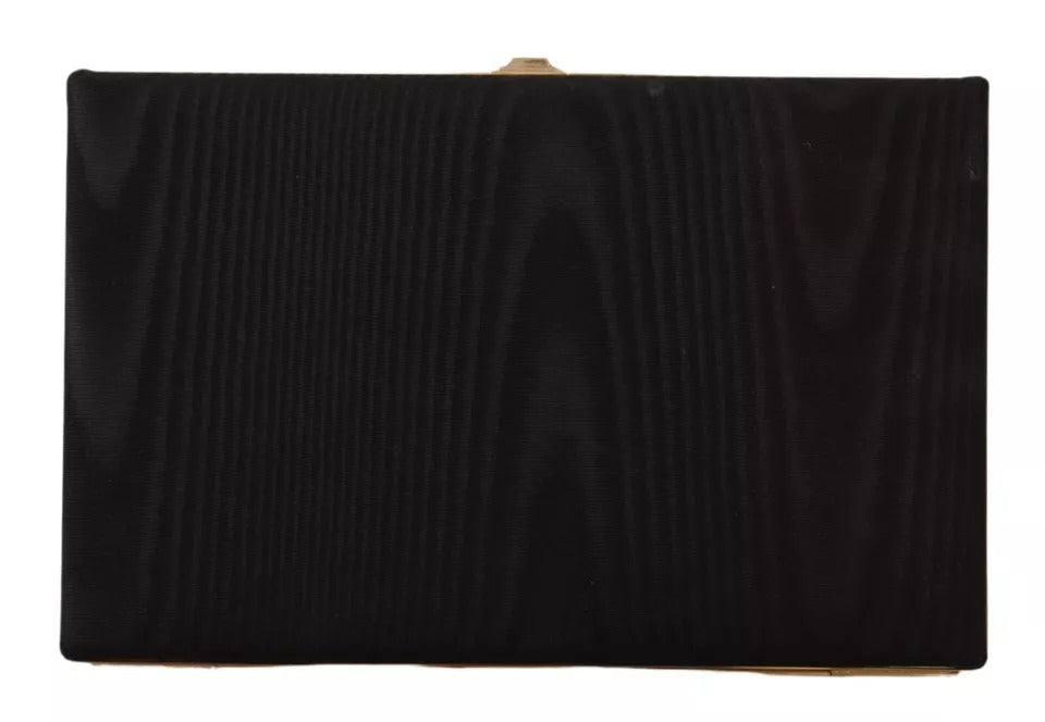 Dolce & Gabbana Black Silk Gold Frame Clutch Evening Party Purse Bag