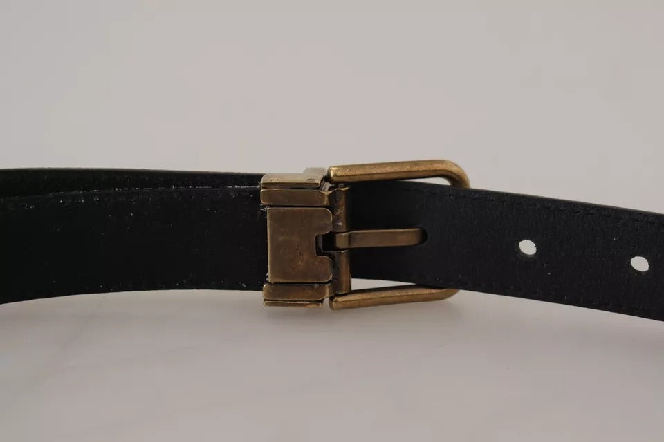 Dolce & Gabbana Beige Velvet Leather Gold Tone Metal Buckle Belt 80 CM / 32 INCH