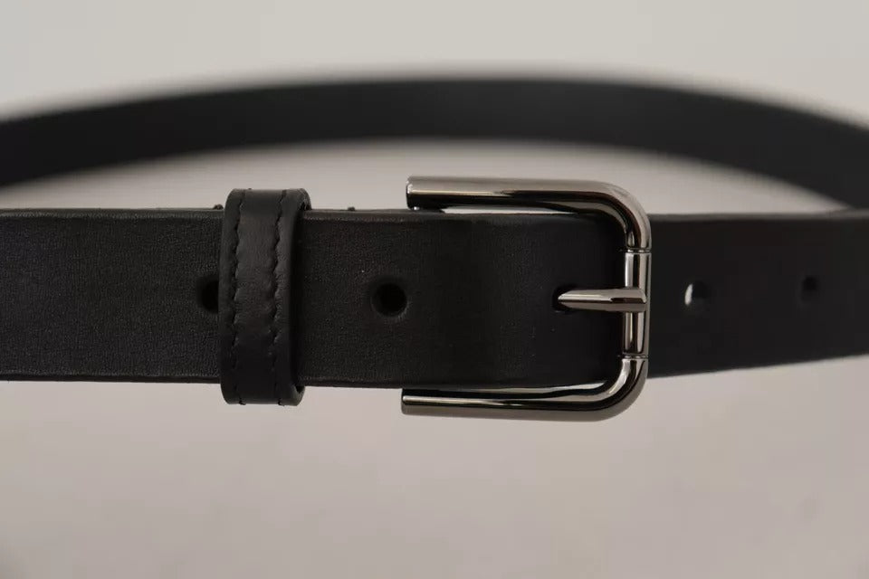 Dolce & Gabbana Black Calf Leather Classic Metal Logo Buckle Belt 90 CM / 36 INCH