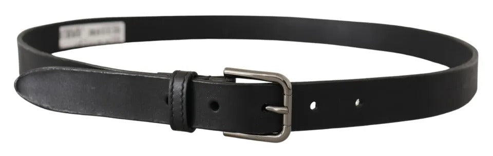 Dolce & Gabbana Black Calf Leather Classic Metal Logo Buckle Belt 90 CM / 36 INCH