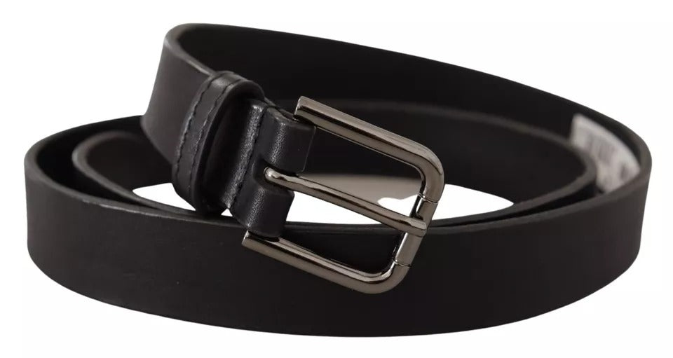 Dolce & Gabbana Black Calf Leather Classic Metal Logo Buckle Belt 90 CM / 36 INCH