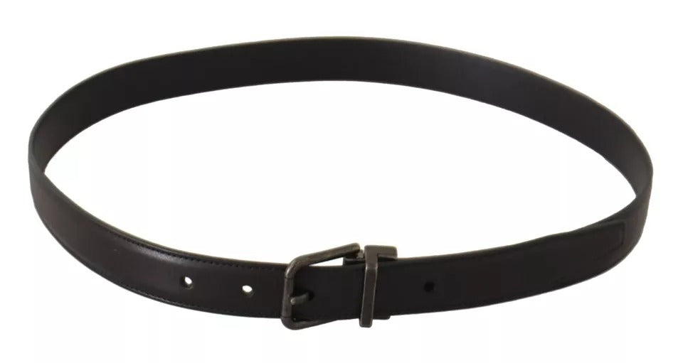 Dolce & Gabbana Black Calf Leather Antique Buckle Men Belt 100 CM / 40 INCH