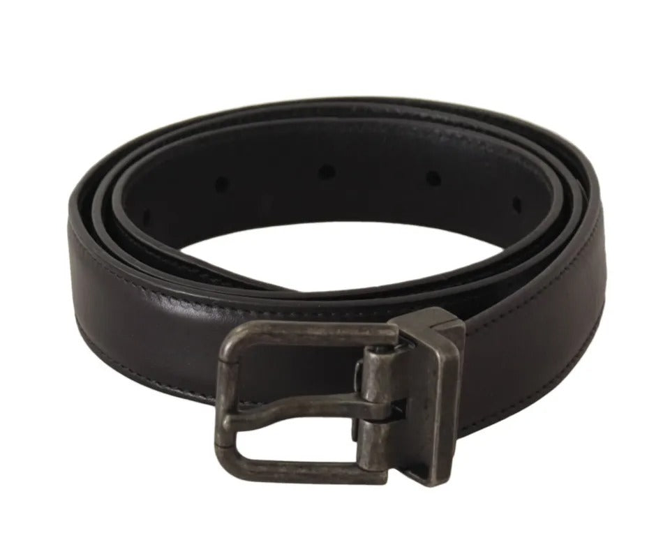 Dolce & Gabbana Black Calf Leather Antique Buckle Men Belt 100 CM / 40 INCH