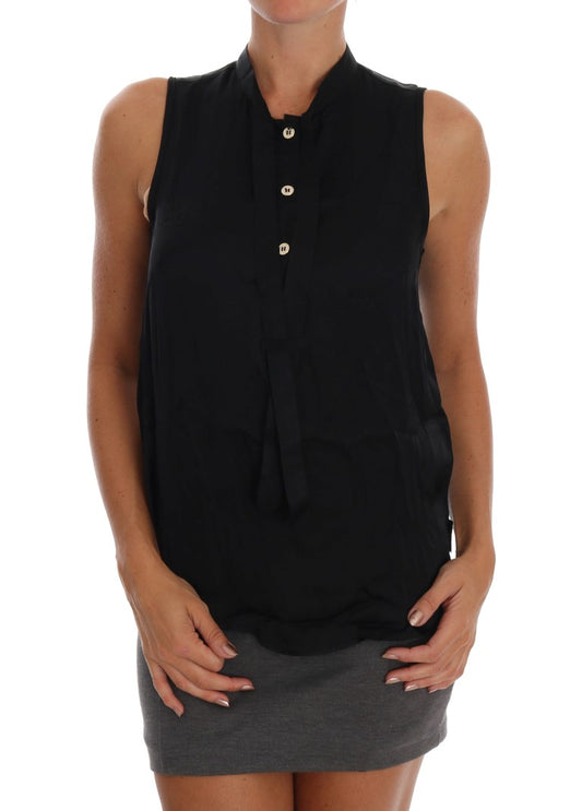 Versace Jeans Chic Sleeveless Black Shirt Blouse IT42 | M