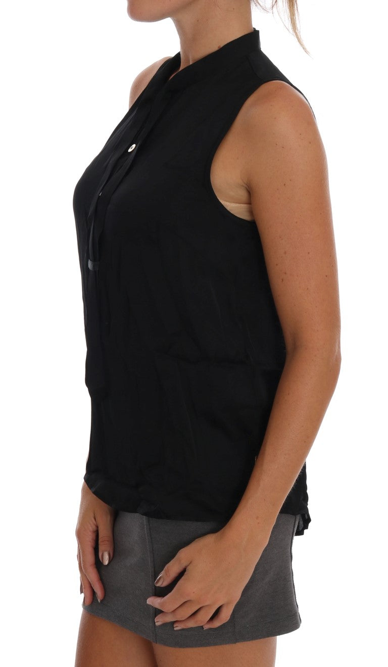 Versace Jeans Chic Sleeveless Black Shirt Blouse IT42 | M