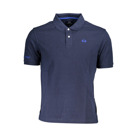 La Martina Blue Cotton Men Polo Shirt