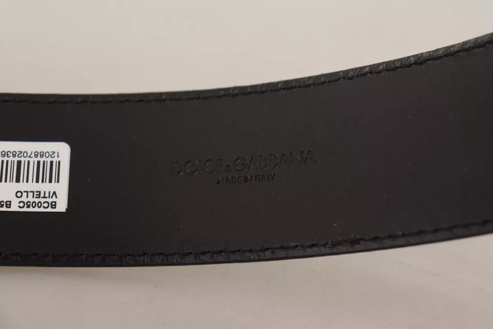 Dolce & Gabbana Dark Brown Leather Logo Engraved Metal Buckle Belt 85 CM / 34 INCHES