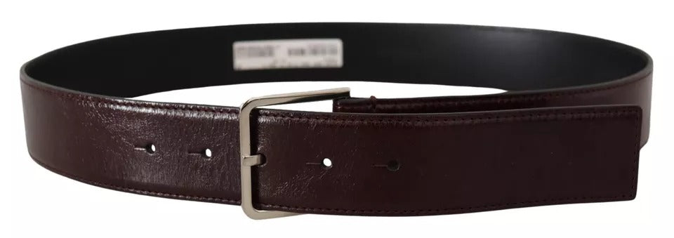 Dolce & Gabbana Dark Brown Leather Logo Engraved Metal Buckle Belt 85 CM / 34 INCHES