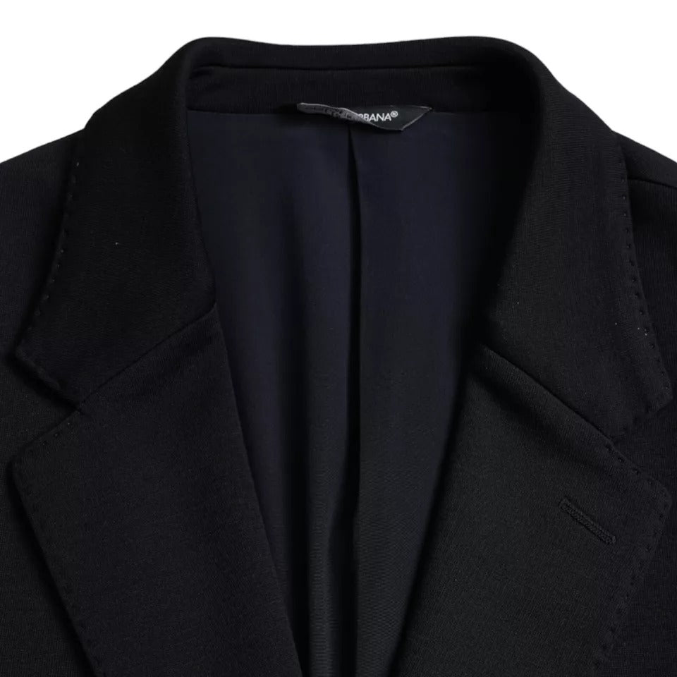 Dolce & Gabbana Blue Wool Notch Single Breasted Coat Blazer IT48 / M