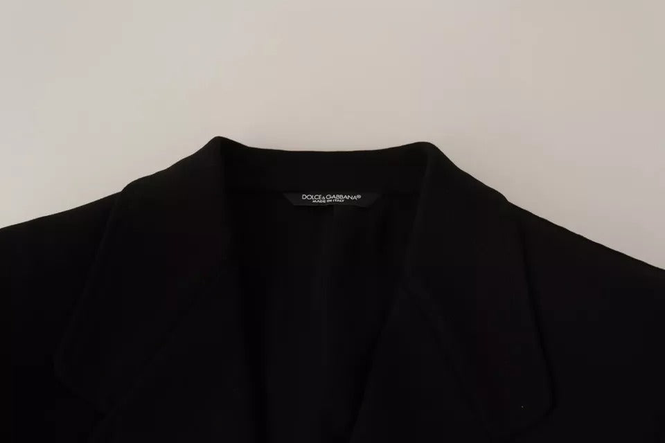 Dolce & Gabbana Black Wool Slim Fit Coat Jacket Blazer IT48 / M