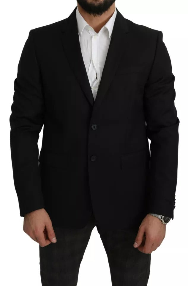 Dolce & Gabbana Black Wool Slim Fit Notch Jacket Blazer IT54 / XL