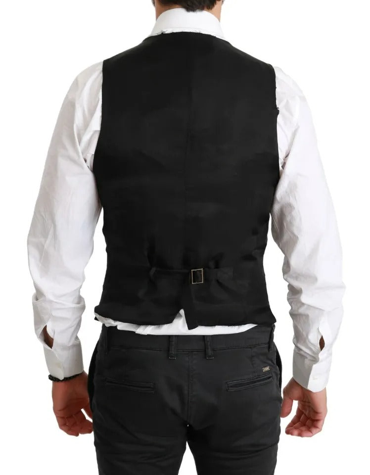 Dolce & Gabbana Black Solid STAFF Slim Fit Waistcoat Vest IT44 / XS