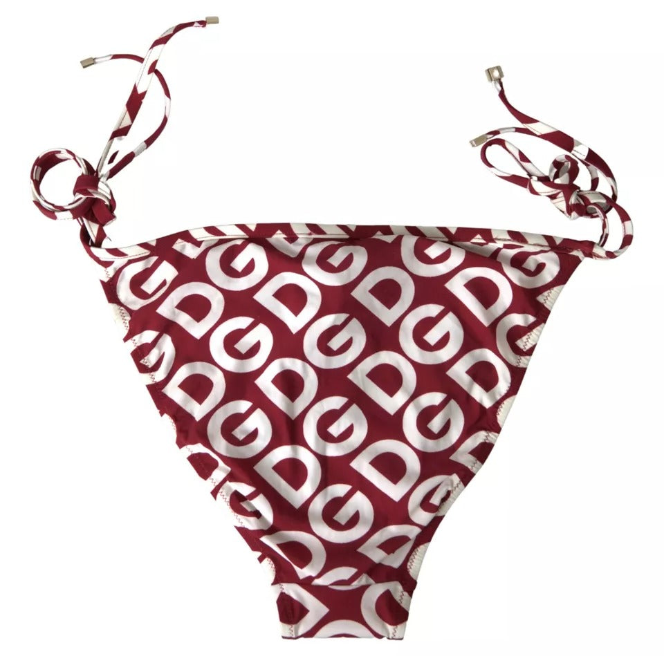 Dolce & Gabbana Bordeaux DG Mania Print Bottom Beachwear Bikini IT5 / XL