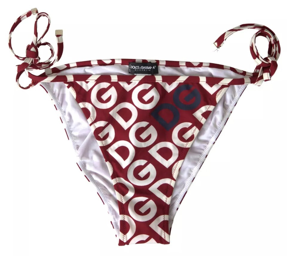 Dolce & Gabbana Bordeaux DG Mania Print Bottom Beachwear Bikini IT5 / XL