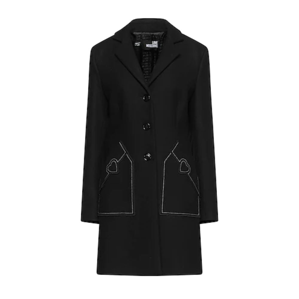 Love Moschino Black Wool Women Coat IT46 | L