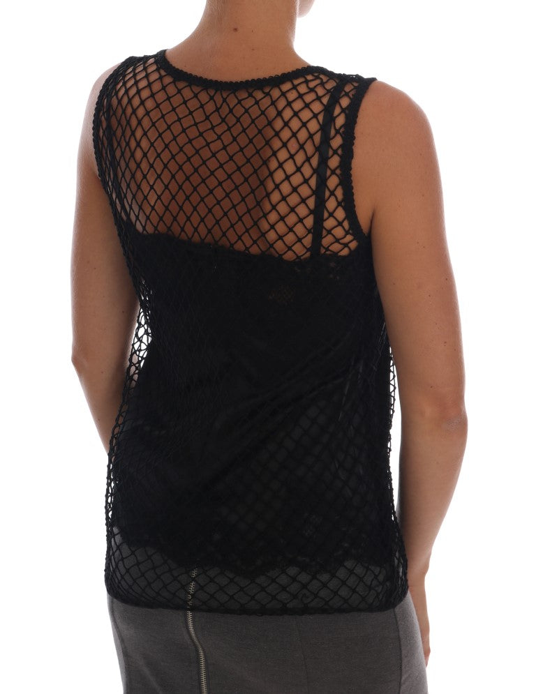 Dolce & Gabbana Elegant Black Lace Sleeveless Cami Blouse IT42 | M