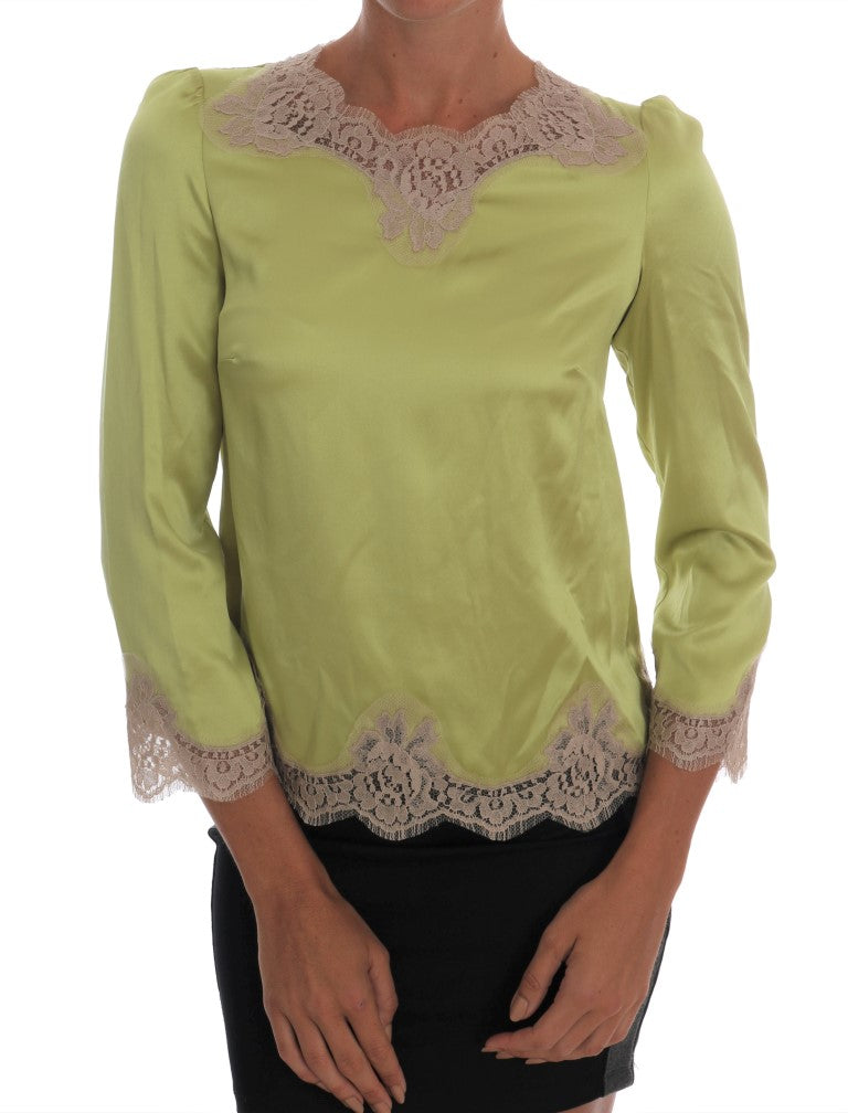 Dolce & Gabbana Elegant Floral Lace Silk Blouse IT38 / XS