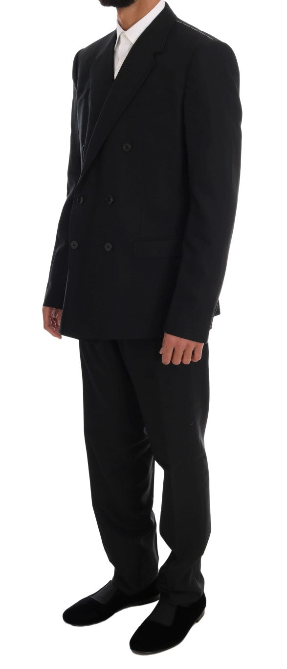 Dolce & Gabbana Elegant Black Wool Three-Piece Suit IT54 / XL