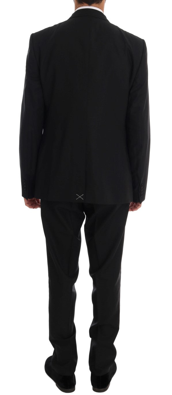 Dolce & Gabbana Elegant Black Wool Three-Piece Suit IT54 / XL