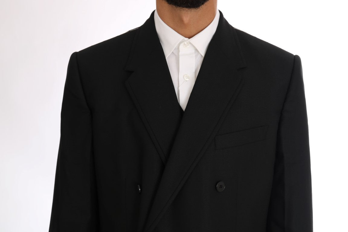 Dolce & Gabbana Elegant Black Wool Three-Piece Suit IT54 / XL